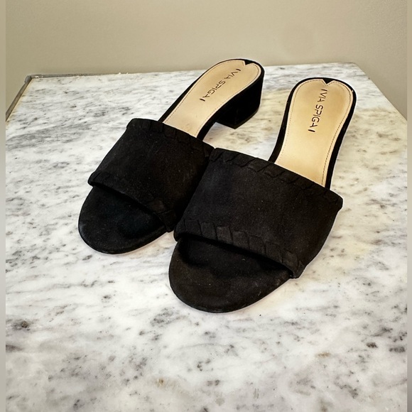 Via Spiga Real Suede Low Heel Slip On Mule Sandals - Picture 4 of 6